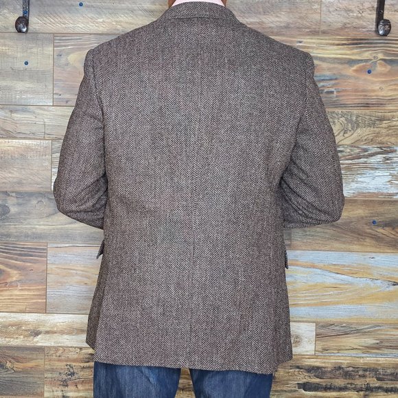 Luigi Bianchi Mantova Wool Brown Herringbone Dual Vent Blazer Sport Jacket 42R - Picture 7 of 10